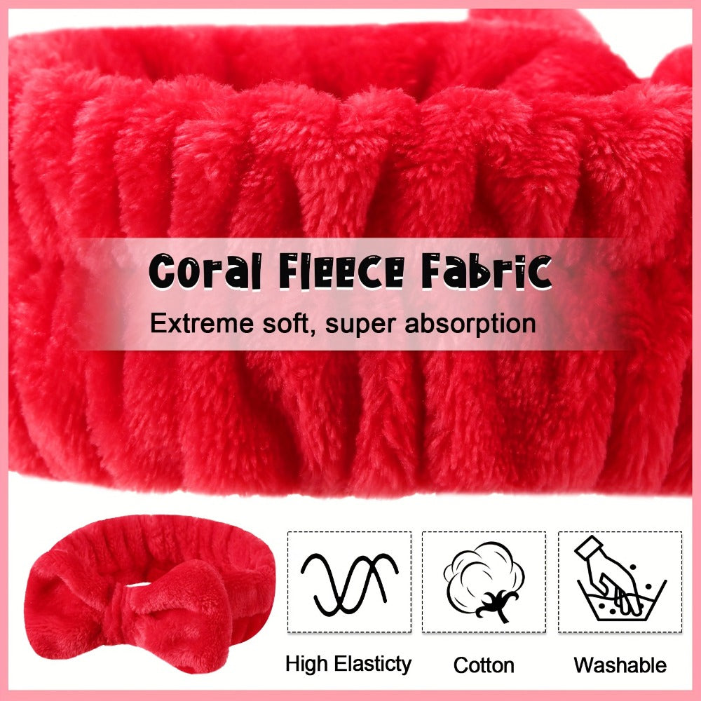 Spa Headbands for Washing Face 52 Pack Bulk Set β Soft Coral Fleece Bow Headband in 13 Colors for Women Skincare Makeup Shower Facial