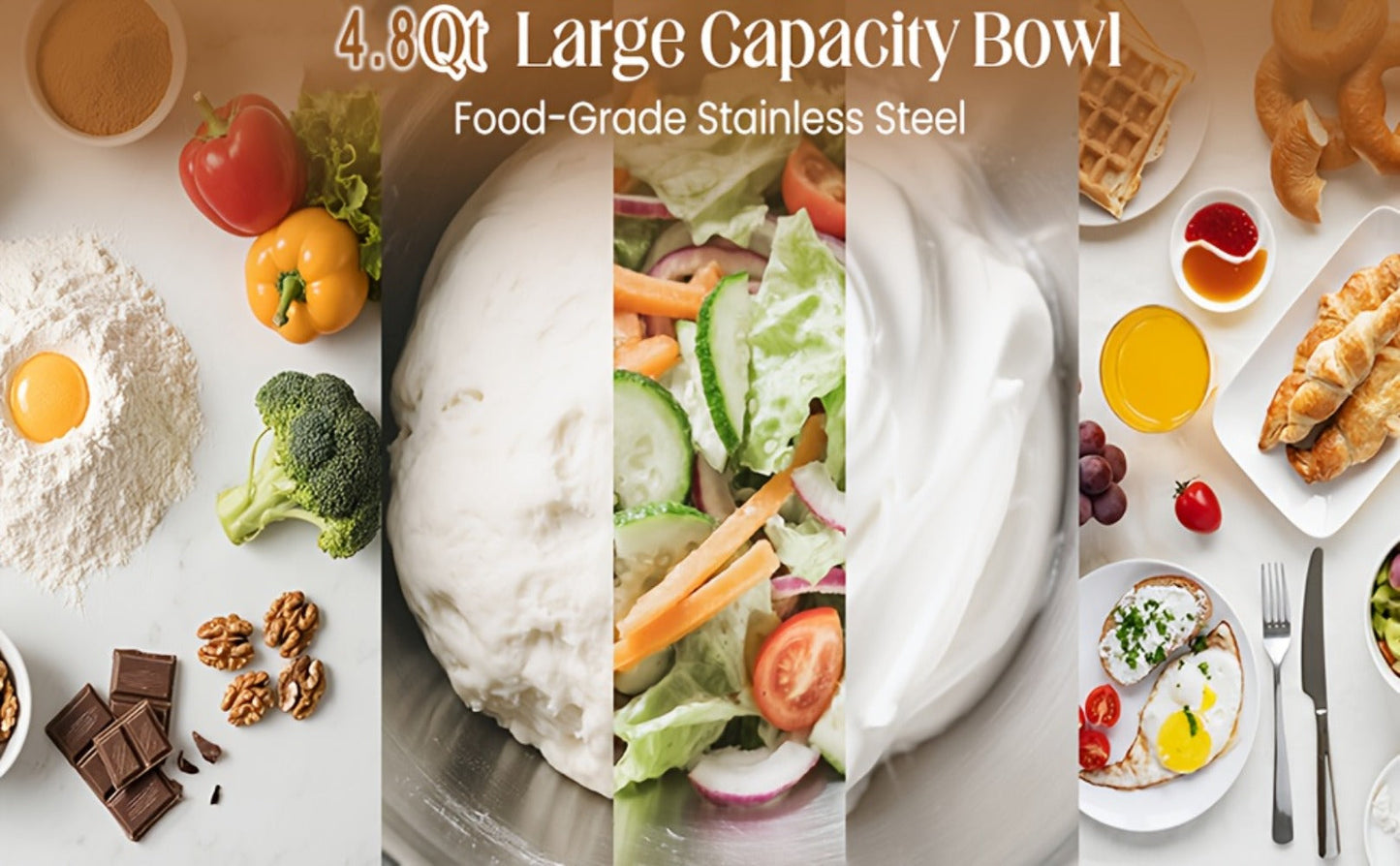 Electric Food Mixer 4.8 Qt 12-Speed Portable Stand Mixer for Daily Baking with Egg Whisk Dough Hook Flat Beater Kitchen Tilt-Head Mixer