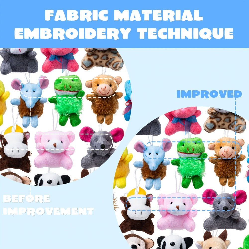 Mini Animal Plush Toy Assortment 72 Pack Bulk, 2.5-3 Inch Stuffed Animals for Party Favors, Carnival Prizes