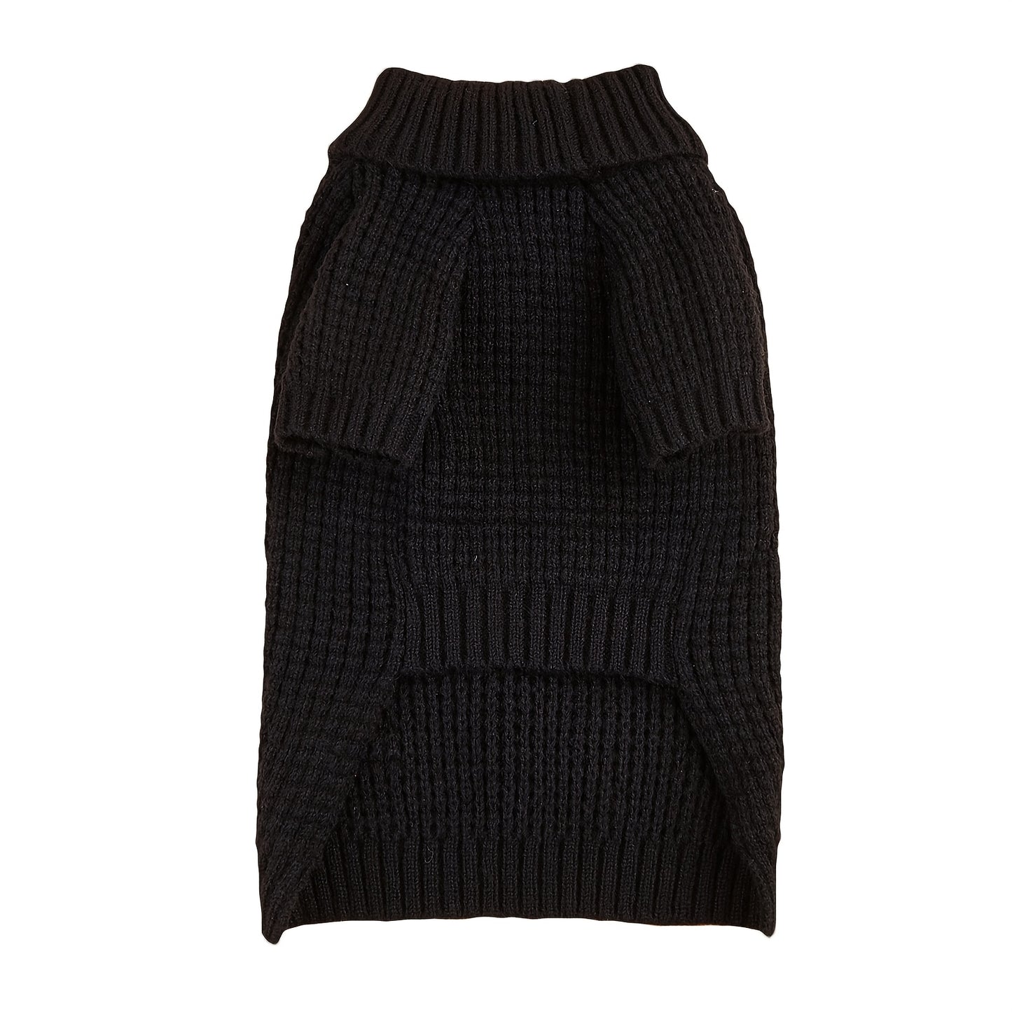 Dog Turtleneck Sweater Black – High Neck Ribbed Cuffs Warm Pet Sweater for Small Medium Large Dogs & Cats, Full-Belly Snap Button Closure