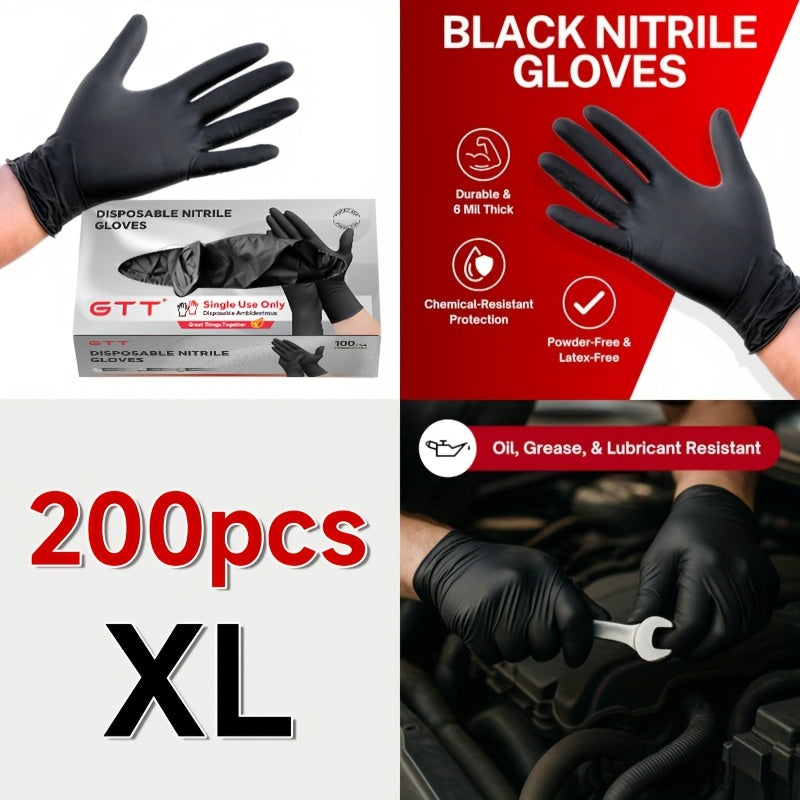 Nitrile Disposable Gloves 200 Count, Black Latex-Free Powder-Free Exam Gloves, Touchscreen Compatible