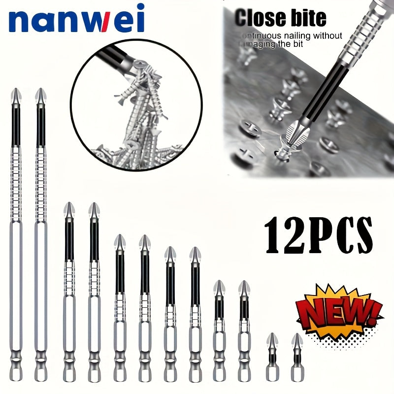 Nanwei K5 Magnetic Driver Bit Set with Hex Shanks, 50-150mm Lengths and 5- to 30-Piece Options