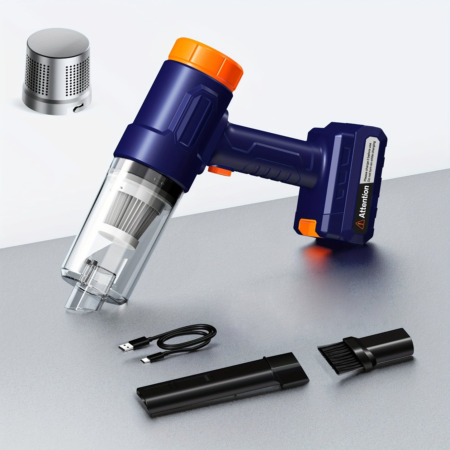 Handheld Vacuum Cleaner with 4KPa Suction, USB Charging, Crevice Tool and Three Color Options