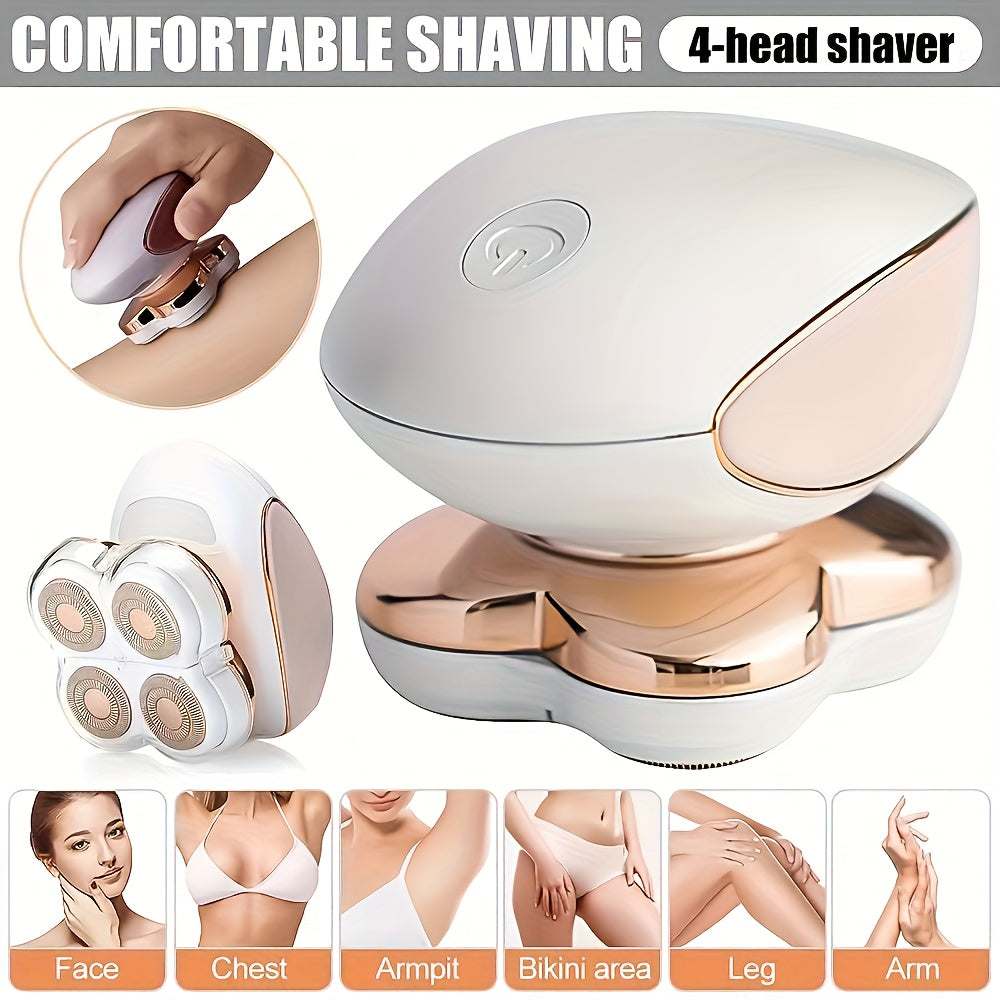 Electric Shaver 4-in-1 Women’s Rotary Grooming Kit with USB Charging and Wet/Dry Use for Listed Areas