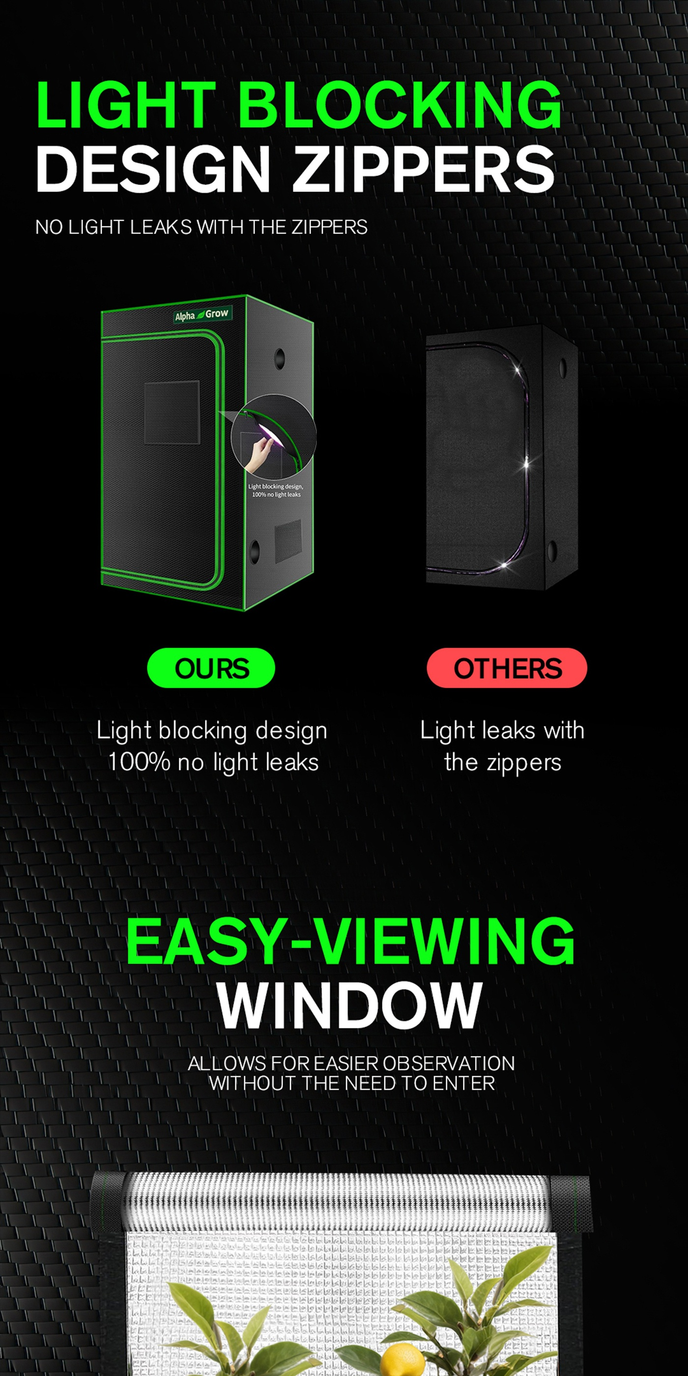 Grow Tent 1680D Thickened Mylar with Observation Window & Floor Tray, Pro-Grade Indoor Hydroponic Growing