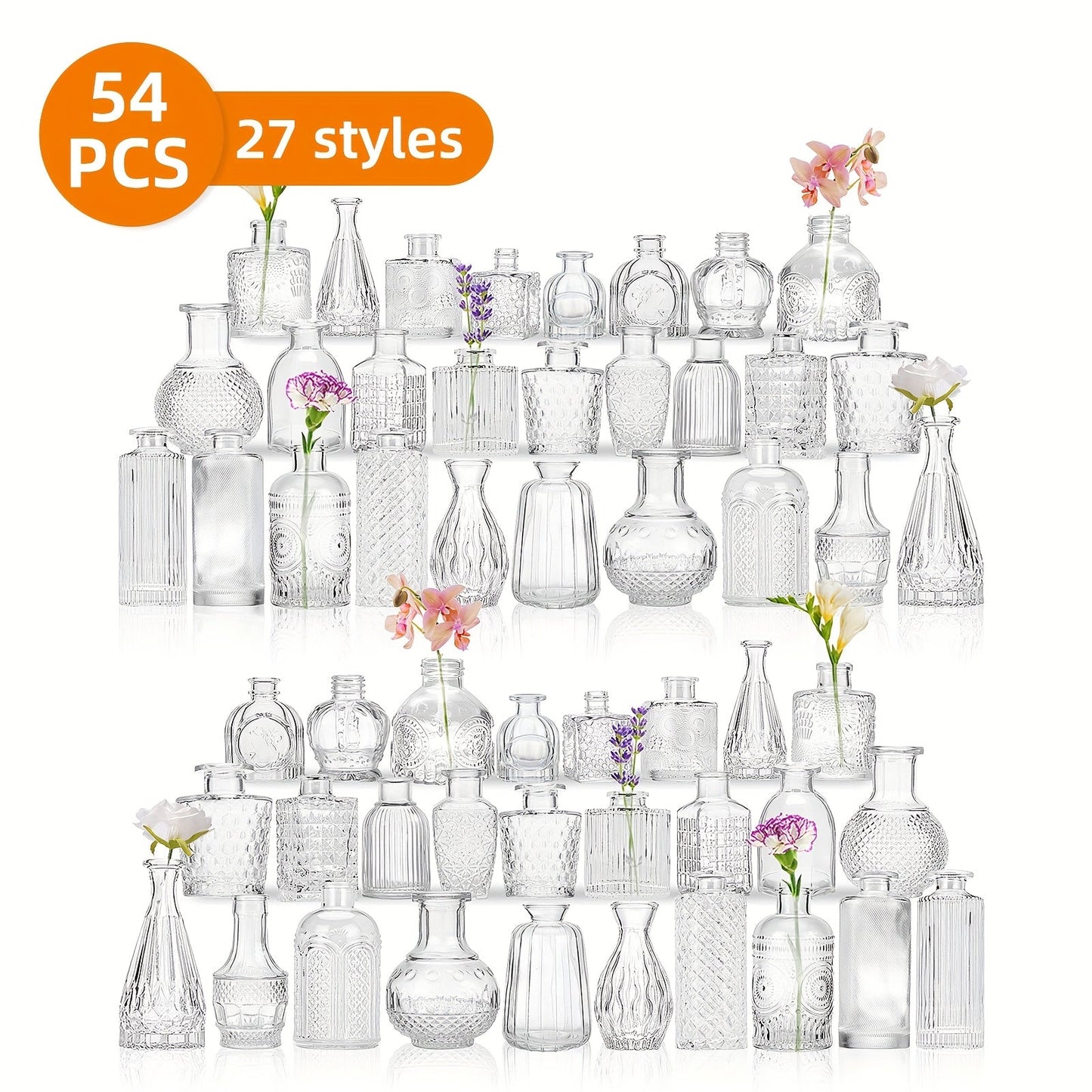 Glass Bud Vases Bulk Set – Clear Flower Vases for Wedding Table Centerpieces, Home Decor, Birthday, Anniversary & Holiday Party Decorations