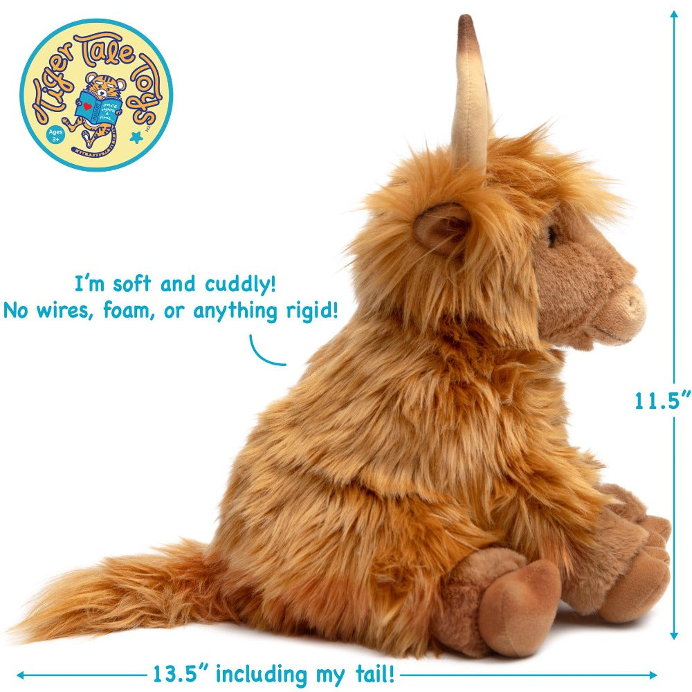 Stuffed Animal Henley Highland Cow with 14-Inch Scale, Shaggy Brown Coat and Care for Character Display, Room Decor and Gift Presentation