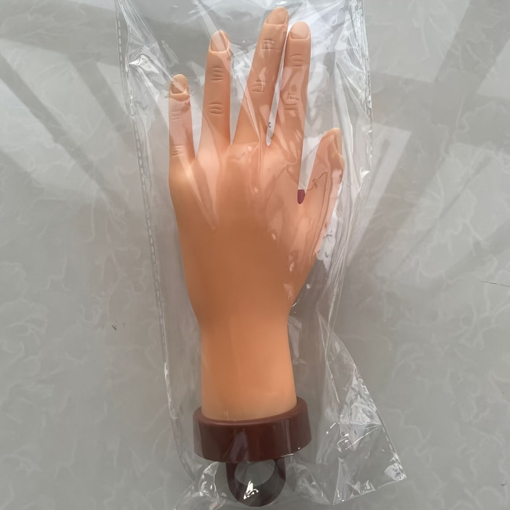 Bendable Nail Practice Hand with Stand – Reusable Mannequin Hand for Acrylic Gel Nail Training, Includes Fake Nail Tips & Nail Tools