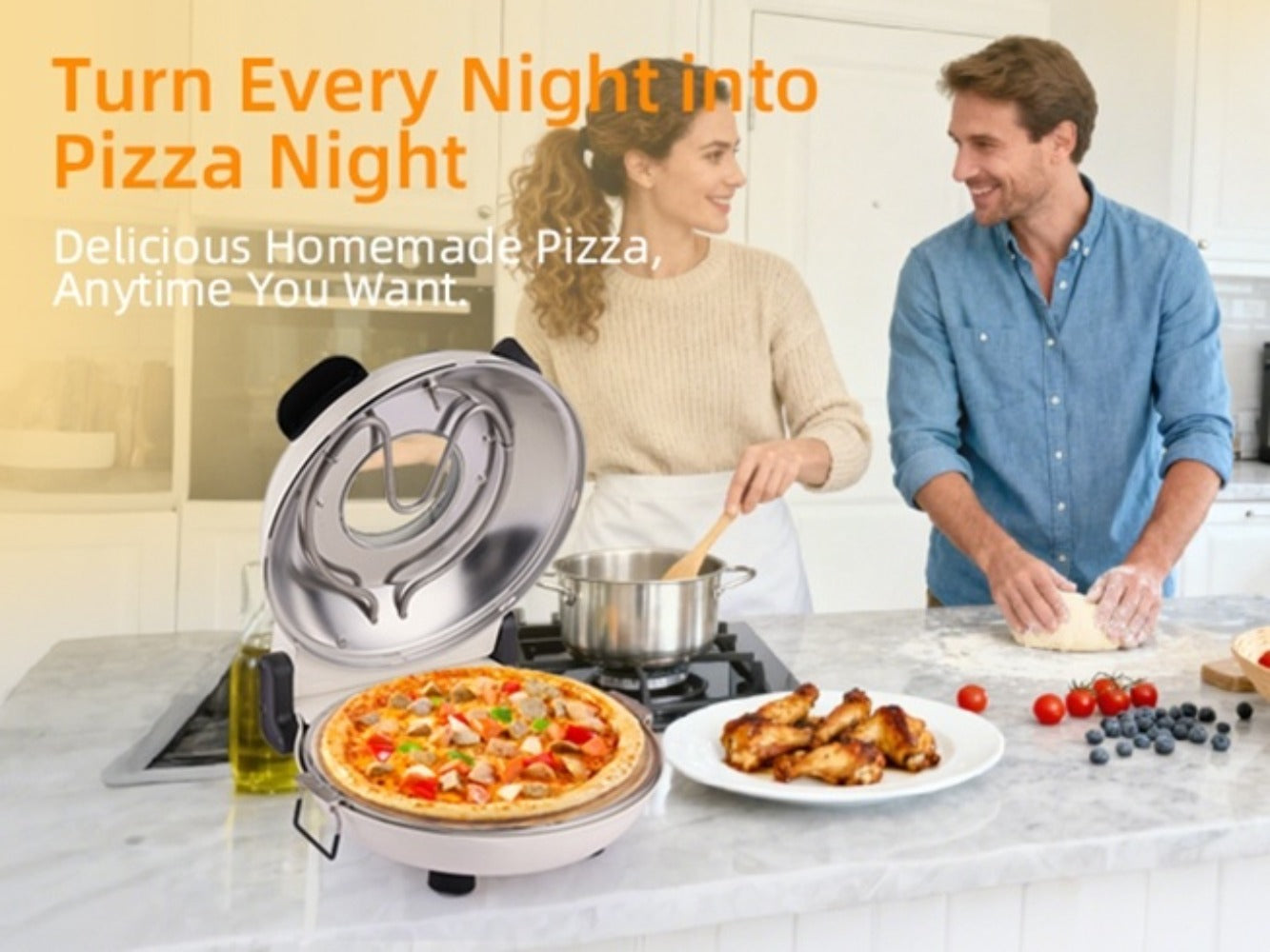 Indoor Pizza Oven Countertop, 12-Inch Electric Pizza Maker Machine for Home Kitchen, Heats Up to 800°F