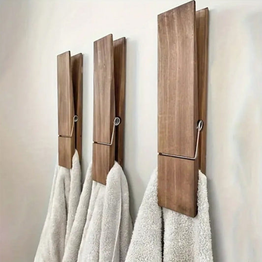 Wooden Clothespins Heavy Duty Laundry Clips – Oversized Clothes Pins for Bathroom, Kitchen & Outdoor Drying, Rust-Resistant Wood Towel Clip