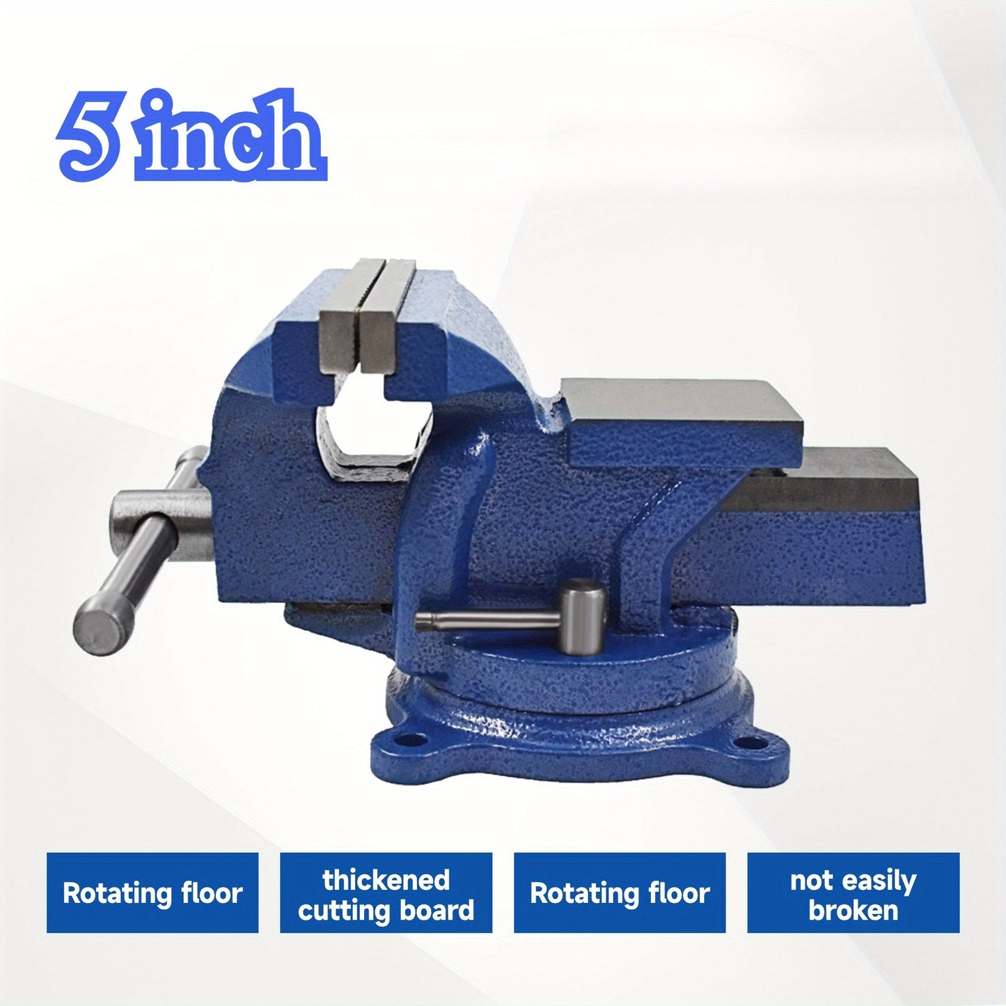 Bench Vise 5-Inch 360-Degree Swivel Base – Heavy-Duty Cast Iron Tabletop Vise with Pipe Jaws & Anvil, Locking Mechanics Clamp