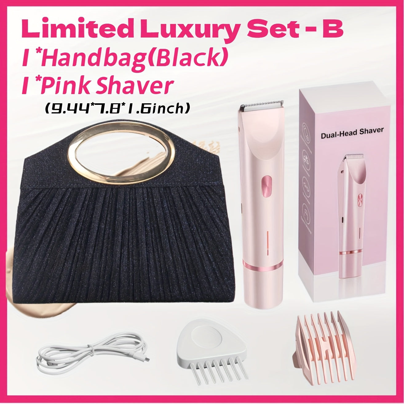 Electric Hair Trimmer for Women Dual Head IPX7 Waterproof USB Rechargeable Painless Bikini Trimmer Face Body Shaver Arms Legs Underarm