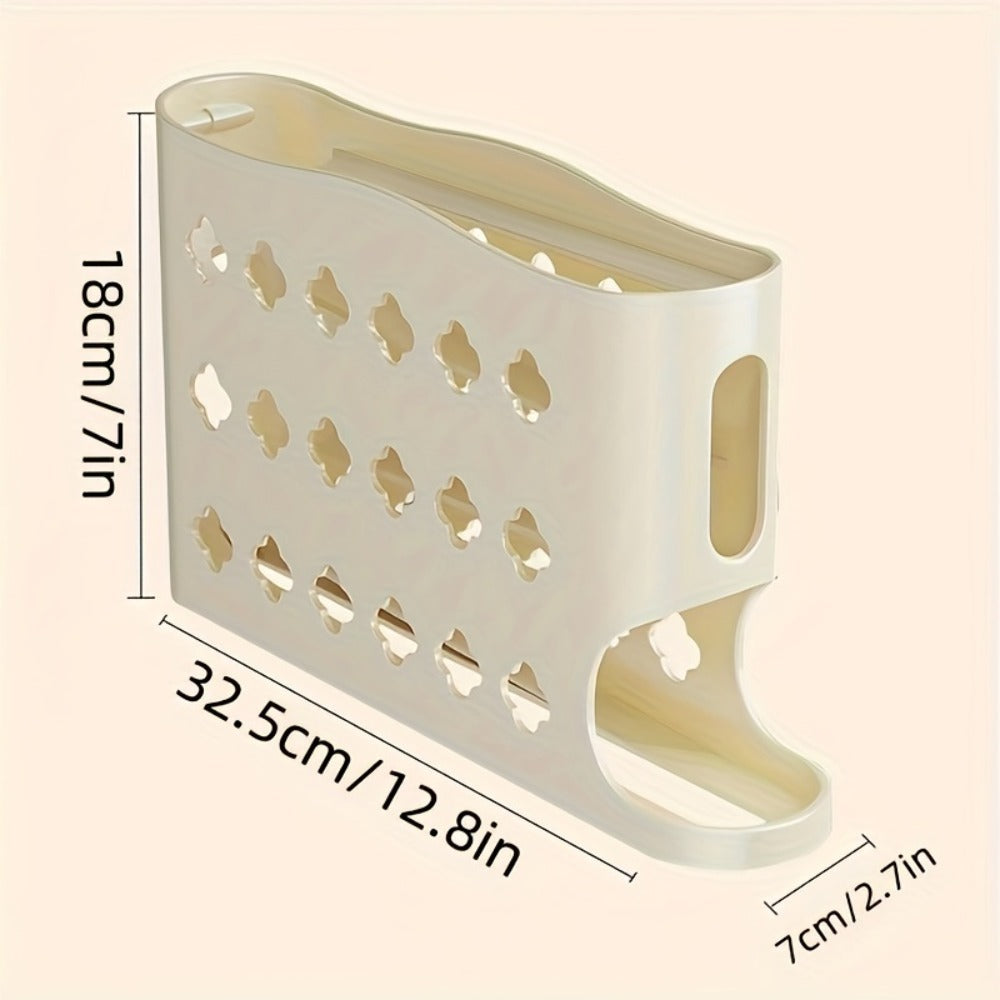 Egg Dispenser Kitchen Organizer 4-Tier Auto-Rolling PP Rack for Refrigerator, Cabinet or Countertop
