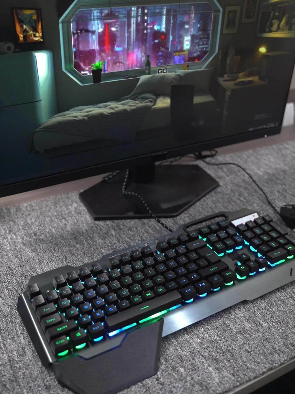 RGB Gaming Keyboard and Mouse Combo with Wrist Rest 16 Backlight Effects Mechanical Feel Aluminum for an Everyday Personal Care Routine