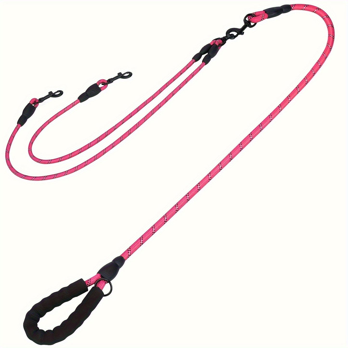 Dual Dog Walking Leash with Padded Handle, Two 30-Inch Branches and Six Reflective Color Options