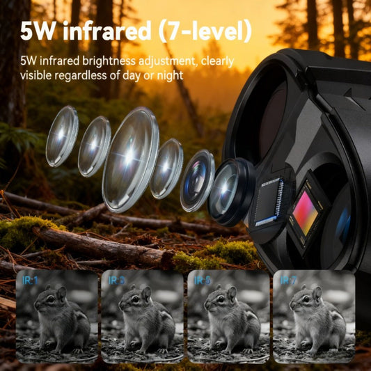 Black 1080P Night Vision Binoculars with 3-Inch IPS Screen, 10X Digital Zoom, Seven IR Levels and 3000mAh Battery
