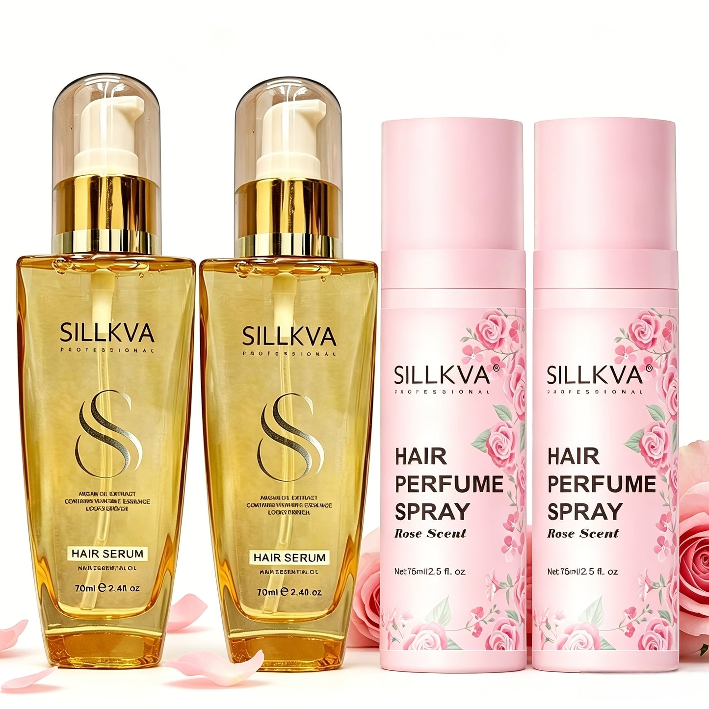 Argan Hair Oil & Rose Scented Spray Set for Women | Moroccan Penetrating Treatment Smooths Frizz Moisturizes Strengthens | Long-Lasting Rose