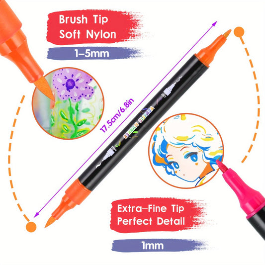 Acrylic Paint Markers Brush & Fine Dual Tip 30 48 60 Colors with the Listed Color, Size or Set Options for Everyday Use