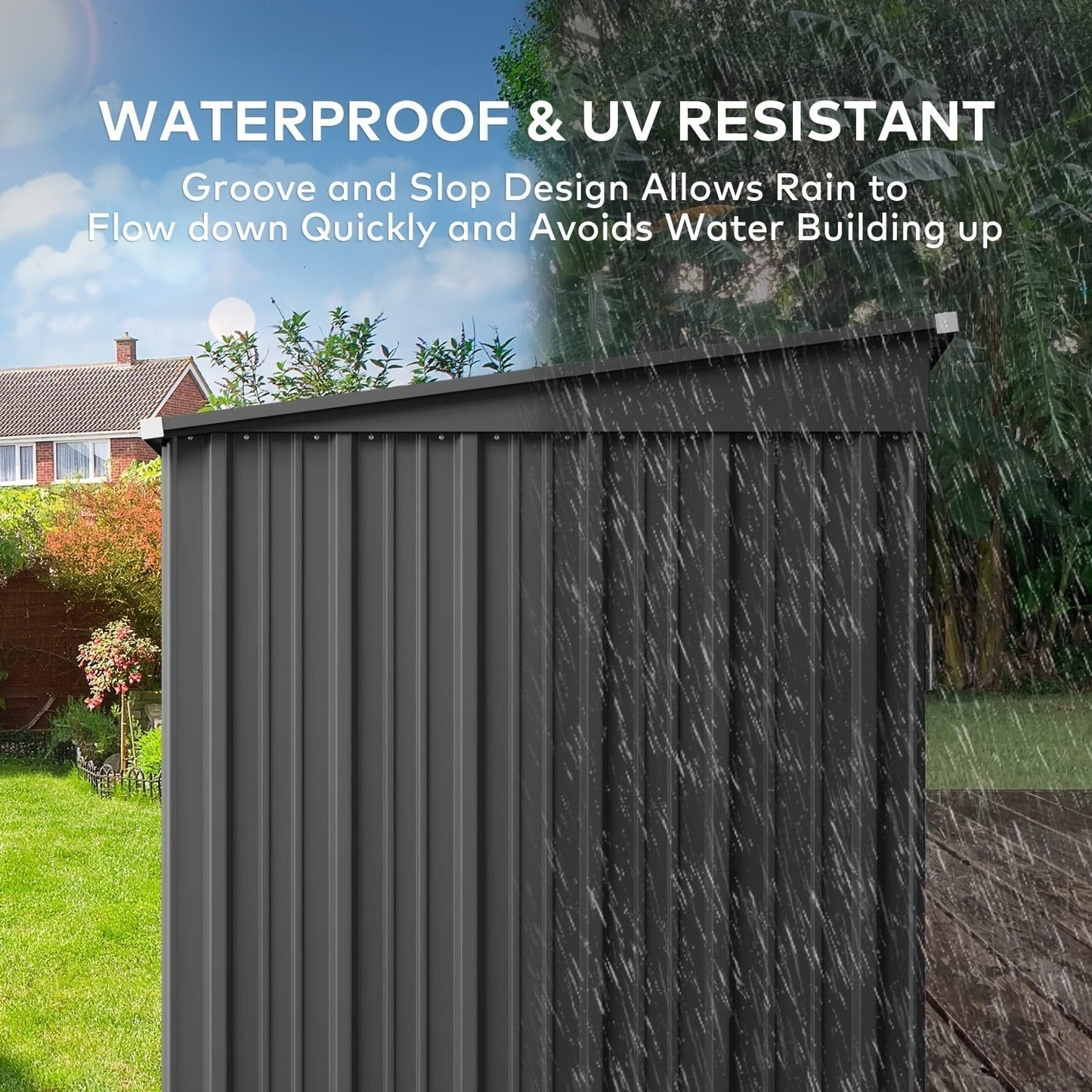 Metal Outdoor Storage Shed with Double or Single Doors in Grey, Green or Brown Checkout Models