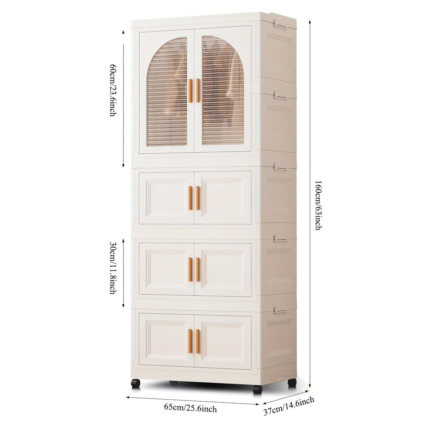 Folding Wardrobe Storage Cabinet on Wheels with Magnetic Door, Hanging Rod & Shelves – 25.6" Wide Portable Closet Organizer