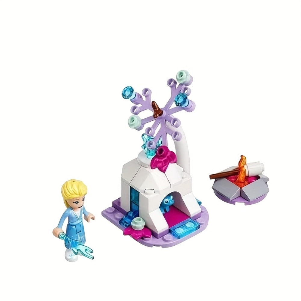 Elsa & Bruni Forest Camp Building Block Set 30559, Frozen Princess Mini Brick Kit, Enchanted Nature Scene Collectible Display