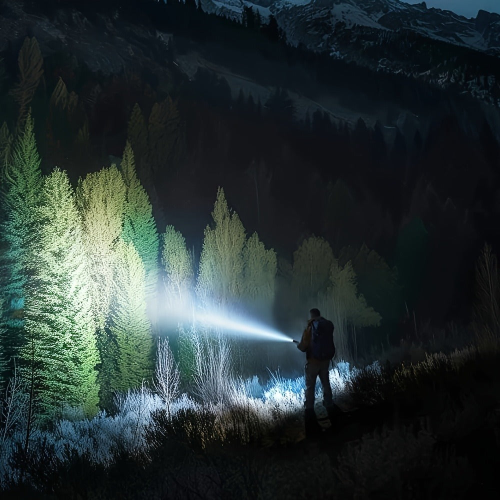 Flashlight 4500-Lumen Fresnel Lens Rechargeable Hand Torch with Six Modes in Two Model Options