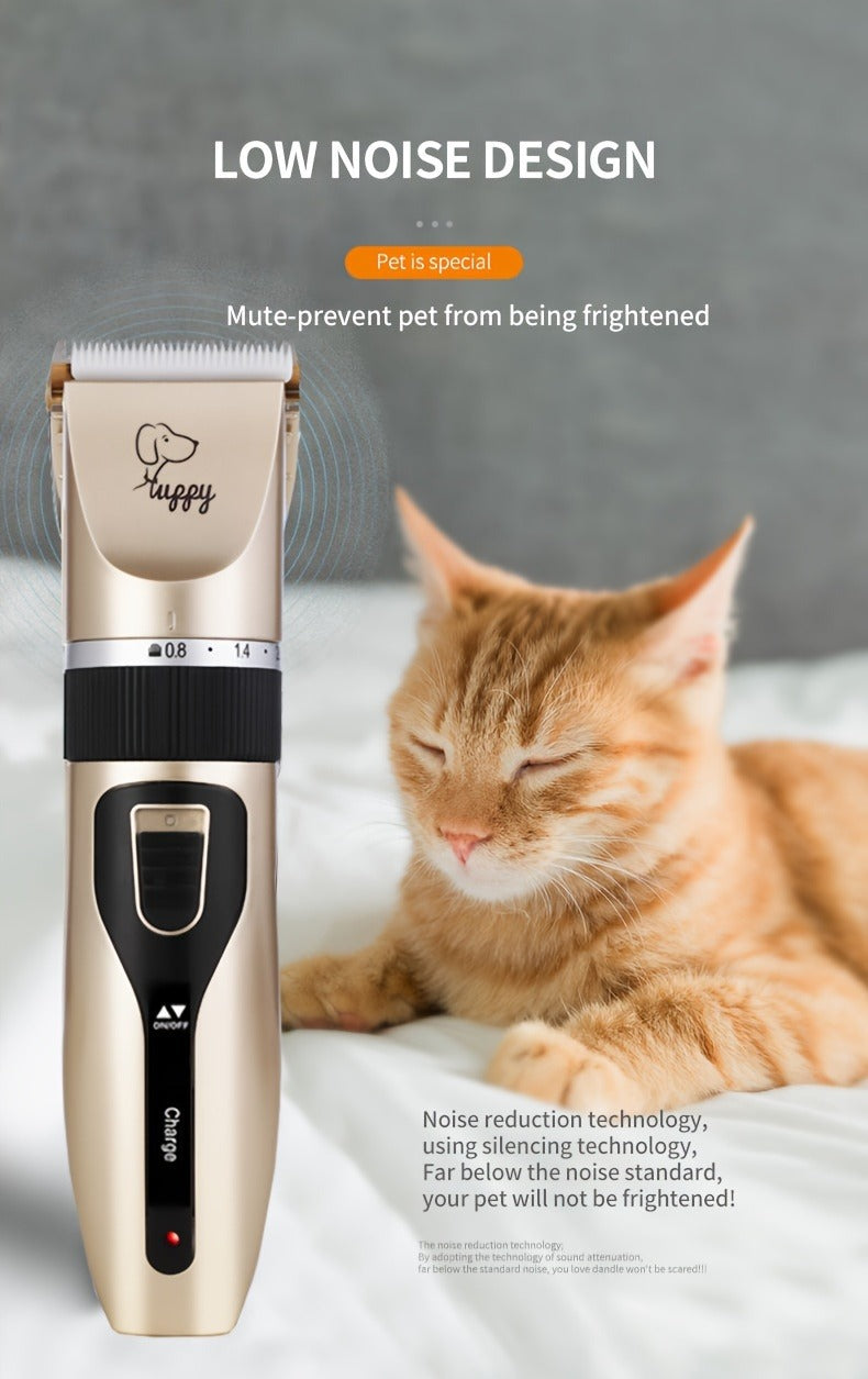 Pet Hair Trimmer Kit 2-in-1 with LED Nail Clipper – 12-in-1 Cordless Quiet Electric Clippers for Dogs & Cats, USB Rechargeable