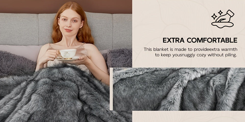 Faux Fur Throw Blanket 1060GSM Luxury – Super Soft Reversible Plush Mink Blanket for Bed Couch Sofa, Oversized Heavy Weight Cozy Blanket