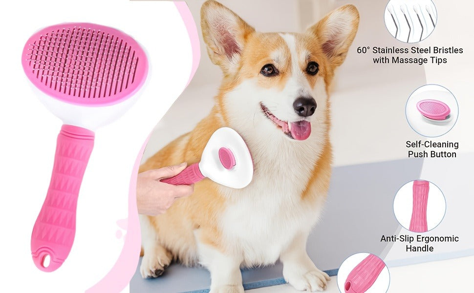 Pet Grooming Tool Set with Brushes, Combs, Nail Tools and Pink or Blue 9-Piece or 11-Piece Options