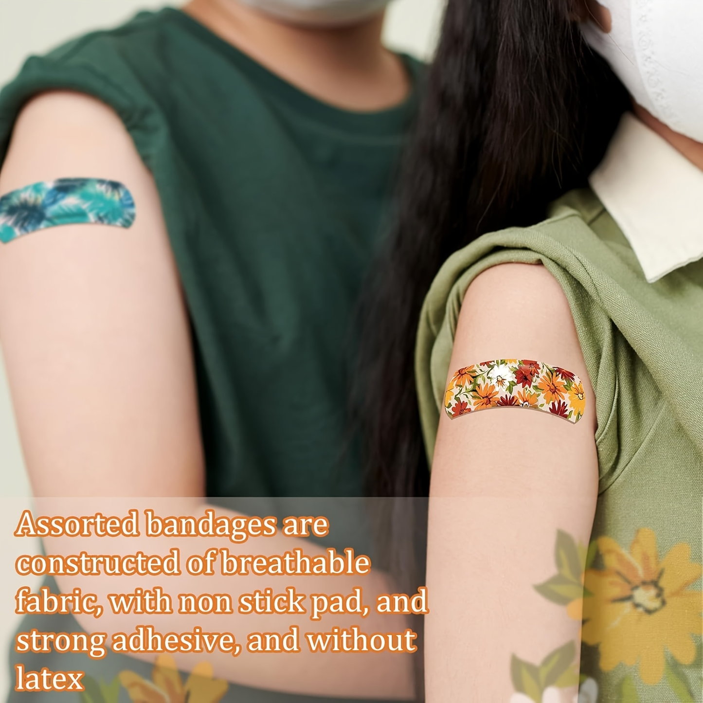 180-Piece Patterned Fabric Adhesive Bandage Pack with 12 Floral, Animal and Solid Color Styles