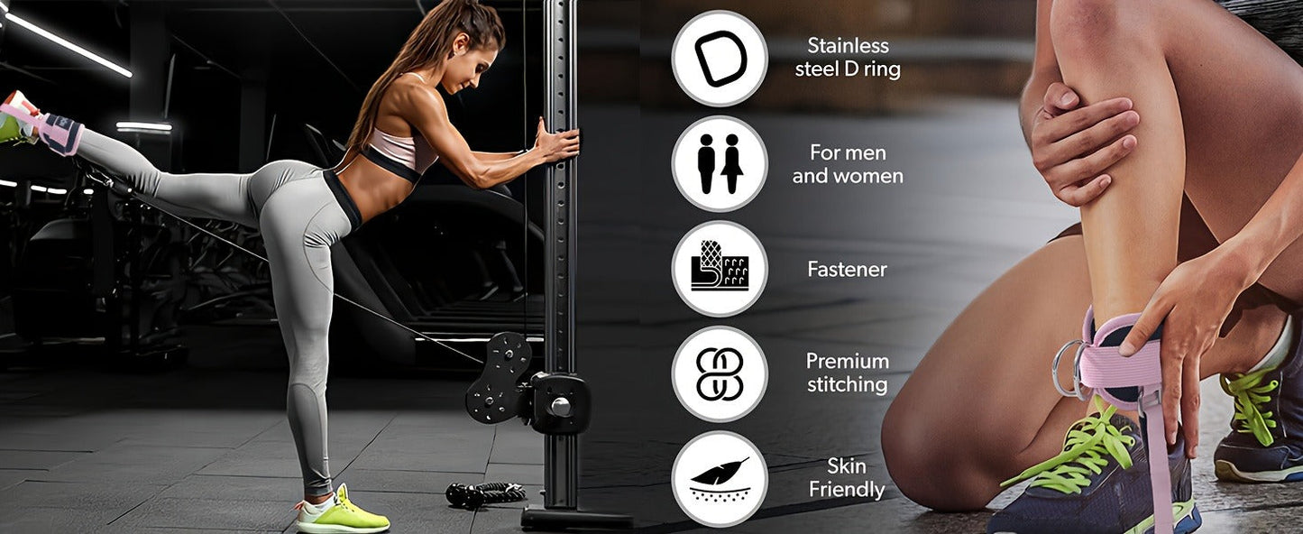 Barbell Squat Pad Set with Wrist Straps & Ankle Straps – Thick Anti-Slip Foam Bar Pad for Hip Thrusts, Squats & Lunges