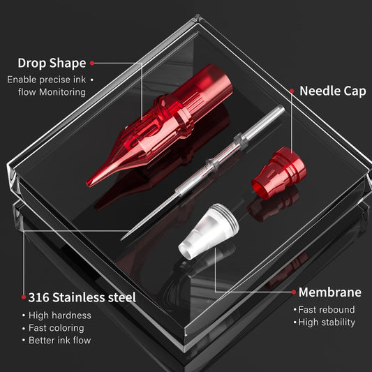 Assorted Tattoo Cartridge Needles Set 20/50pcs - Round Liner Shader Curved Mag Mixed Pack, #10 Bugpin #12 Standard