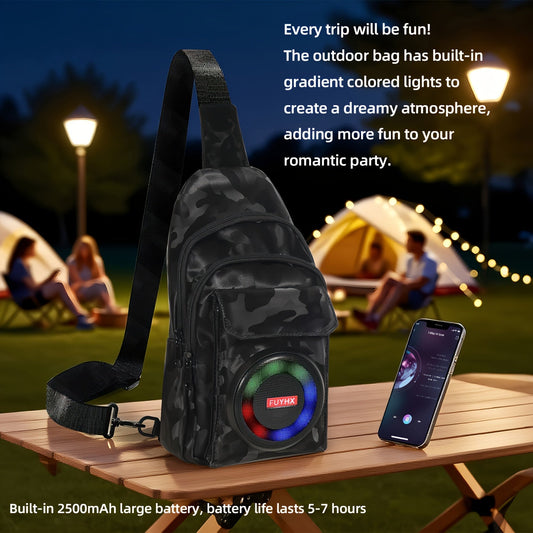 Portable Speaker Chest Bag with Built-in Amplifier, Tour Guide Wearable Sound System, USB Charging Crossbody Bag for Outdoor Park Strolls
