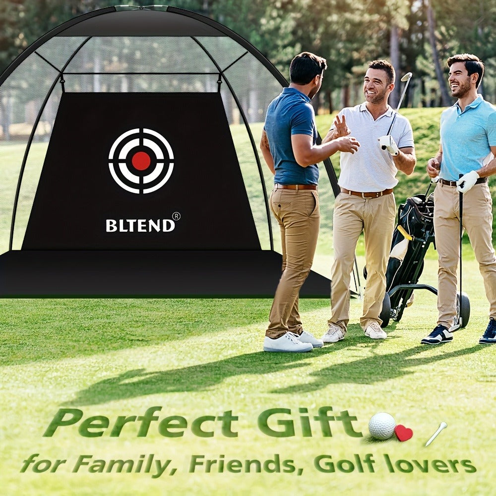 Golf Practice Net with Mat Set 10x7ft – Heavy Duty Backyard Driving Hitting Net with Turf Mat Golf Balls Rubber Tees & Carry Bag for Indoor