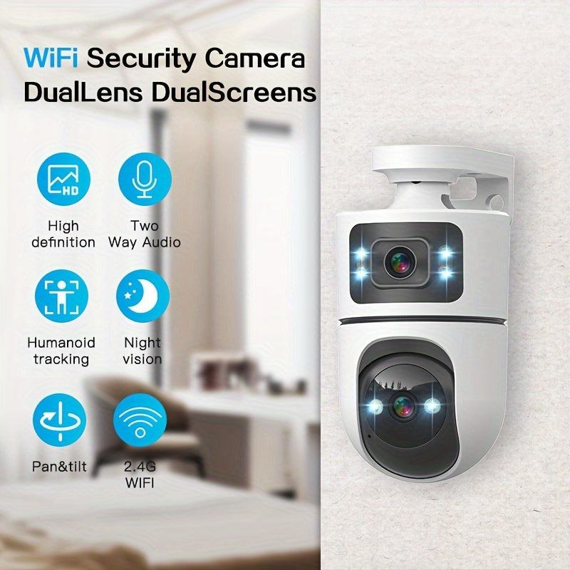 Security Camera QW2 Dual-Lens Outdoor PTZ Model with IP66, Auto Tracking, Two-Way Audio and Four Pack Options