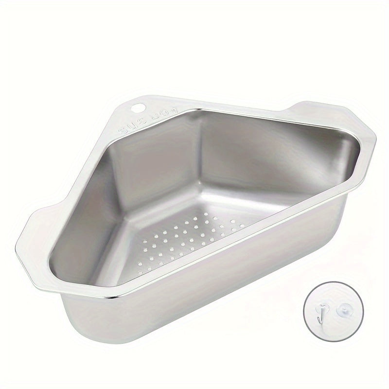 Kitchen Drain Strainer Basket 304 Stainless Steel Triangular Corner Sink Filter, for Home Plumbing Maintenance and Repair