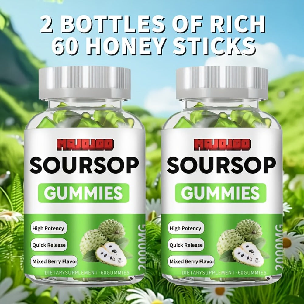 Soursop Graviola Gummies 2000mg, 60 Count Antioxidant Supplement for Men & Women, Supports Digestion & Immune Health