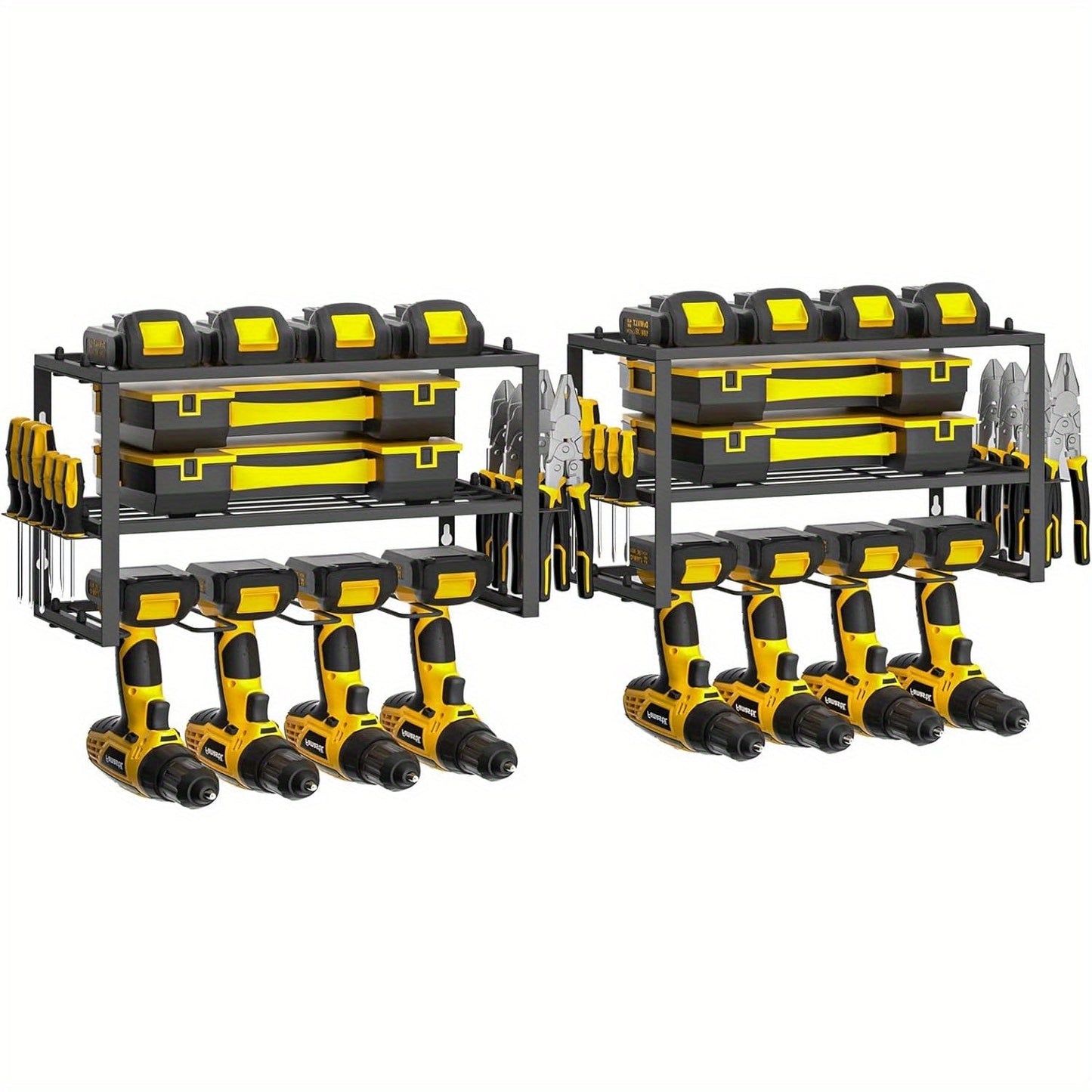 Power Drill Holder Wall Mount, Tool Storage Rack with 3/4 Layer Floating Shelf, Cordless Drill Organizer