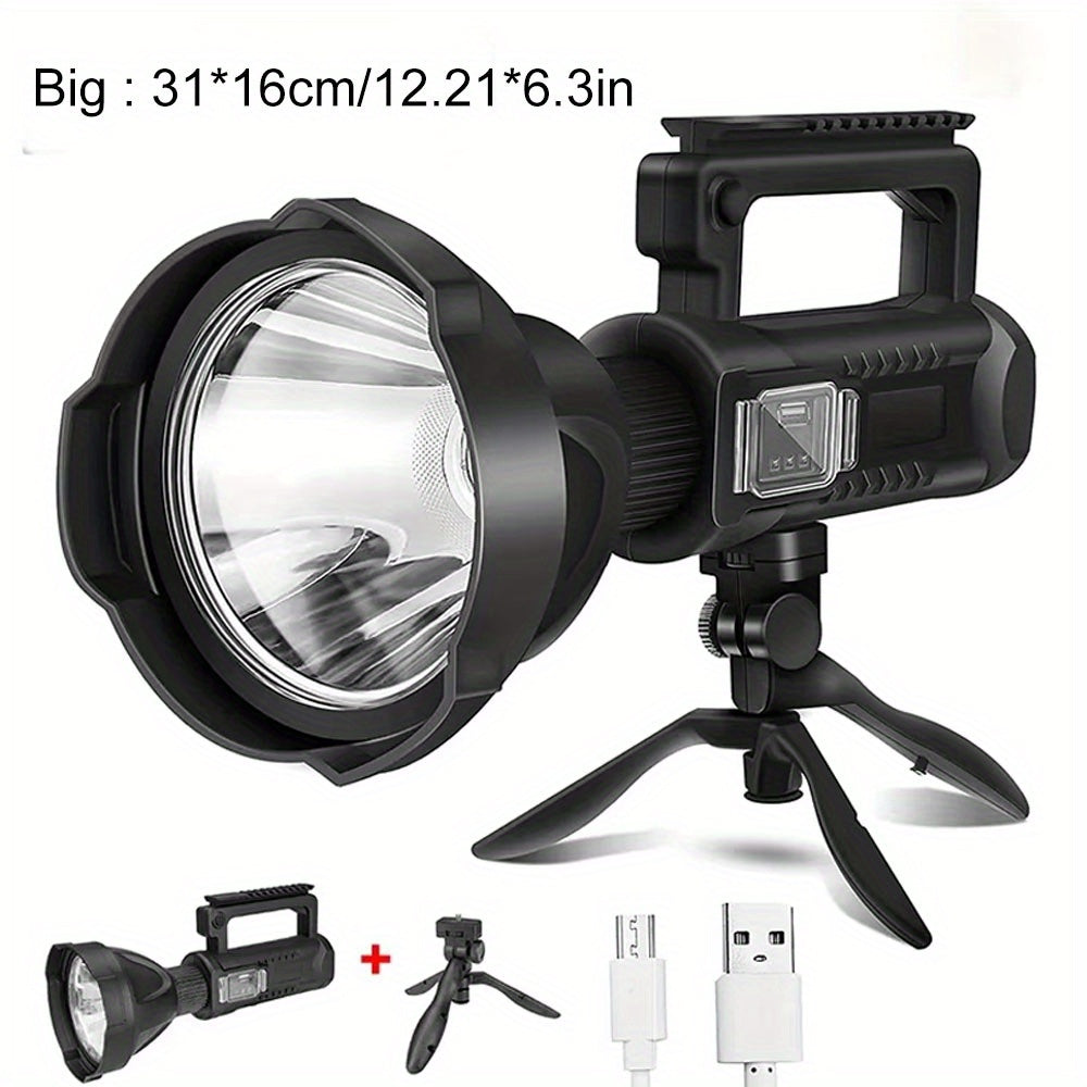 XHP90 High Power LED Flashlight USB Rechargeable Powerful Spotlight Searchlight, 4 Modes for Camping, Travel and Outdoor Use
