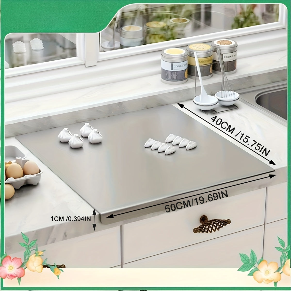 Chopping Boards for Kitchen, Stainless Steel Cutting Board – 304 Grade Butcher Block Rolling Board, Large Kitchen Chopping Board for Meat
