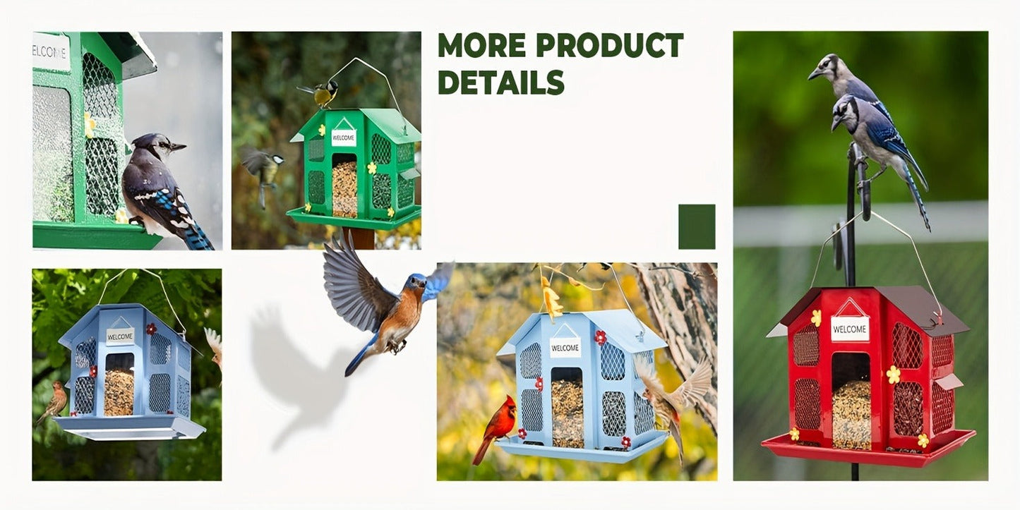 Metal Bird Feeder for Outside – 4 Lbs Large Capacity Hanging Wild Bird Feeder, for Garden, Yard and Pest Management