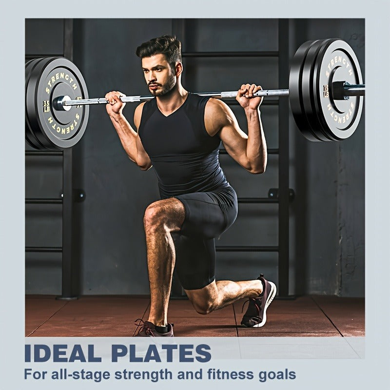 Black Olympic-Style Weight Plates with Colored Weight Markings in 10, 15, 25, 35 or 45 lb Options