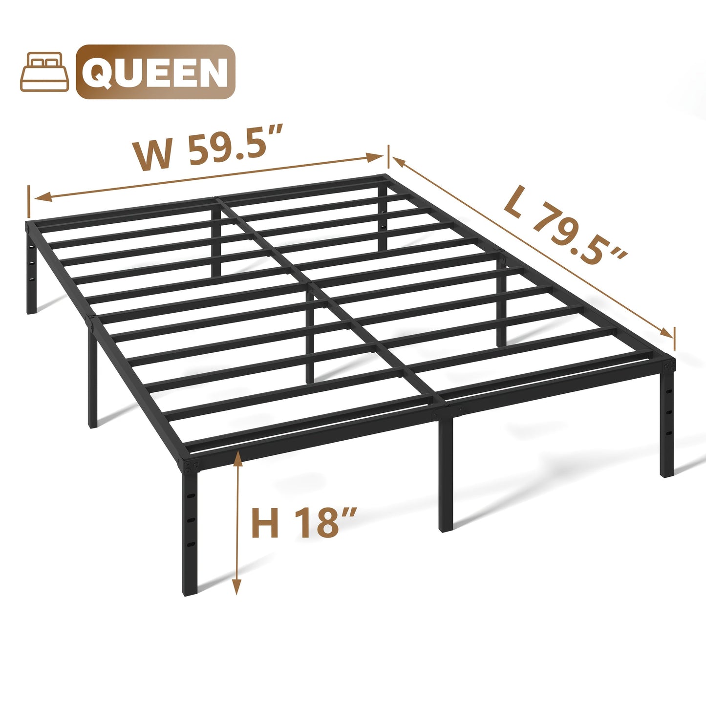 Bed Frame shown in the QUEEN, 18inch option