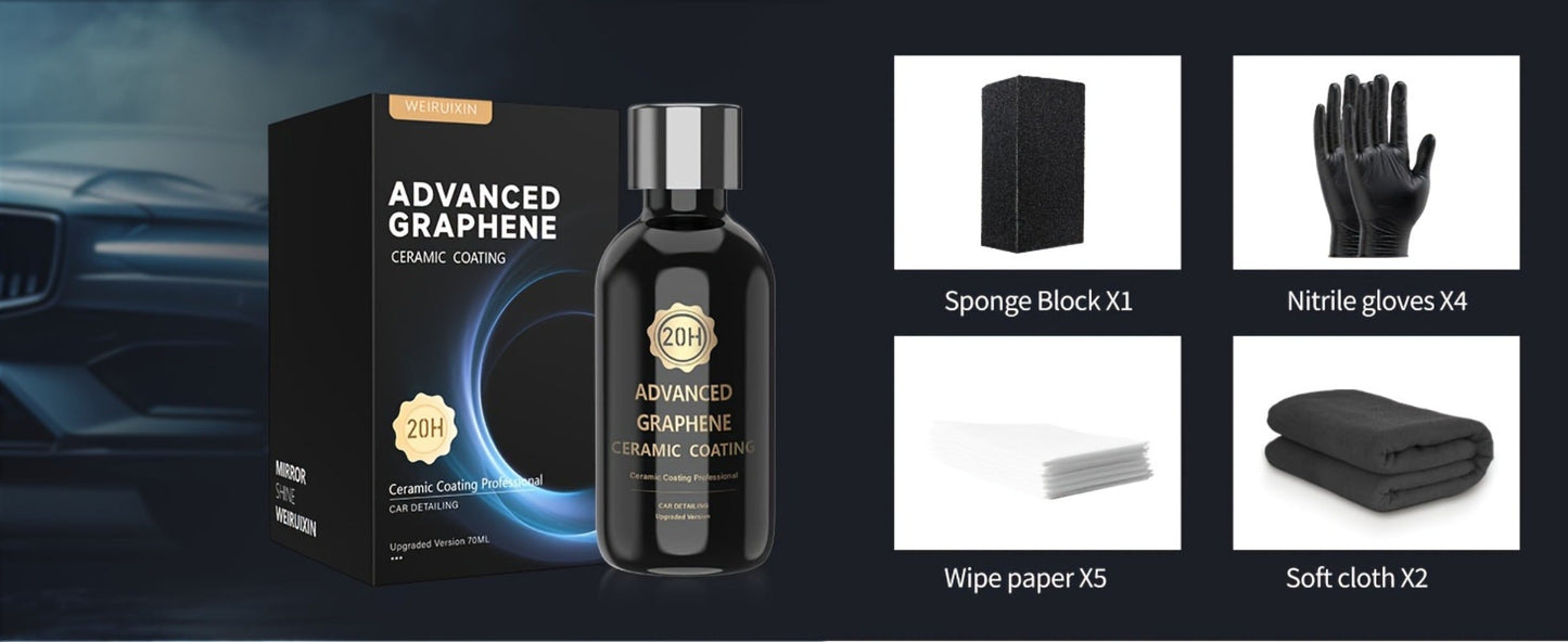 Graphene Ceramic Coating Kit 70ml – 20H Ultra High Gloss Car Paint Protection, 10+ Year Long-Lasting Shield