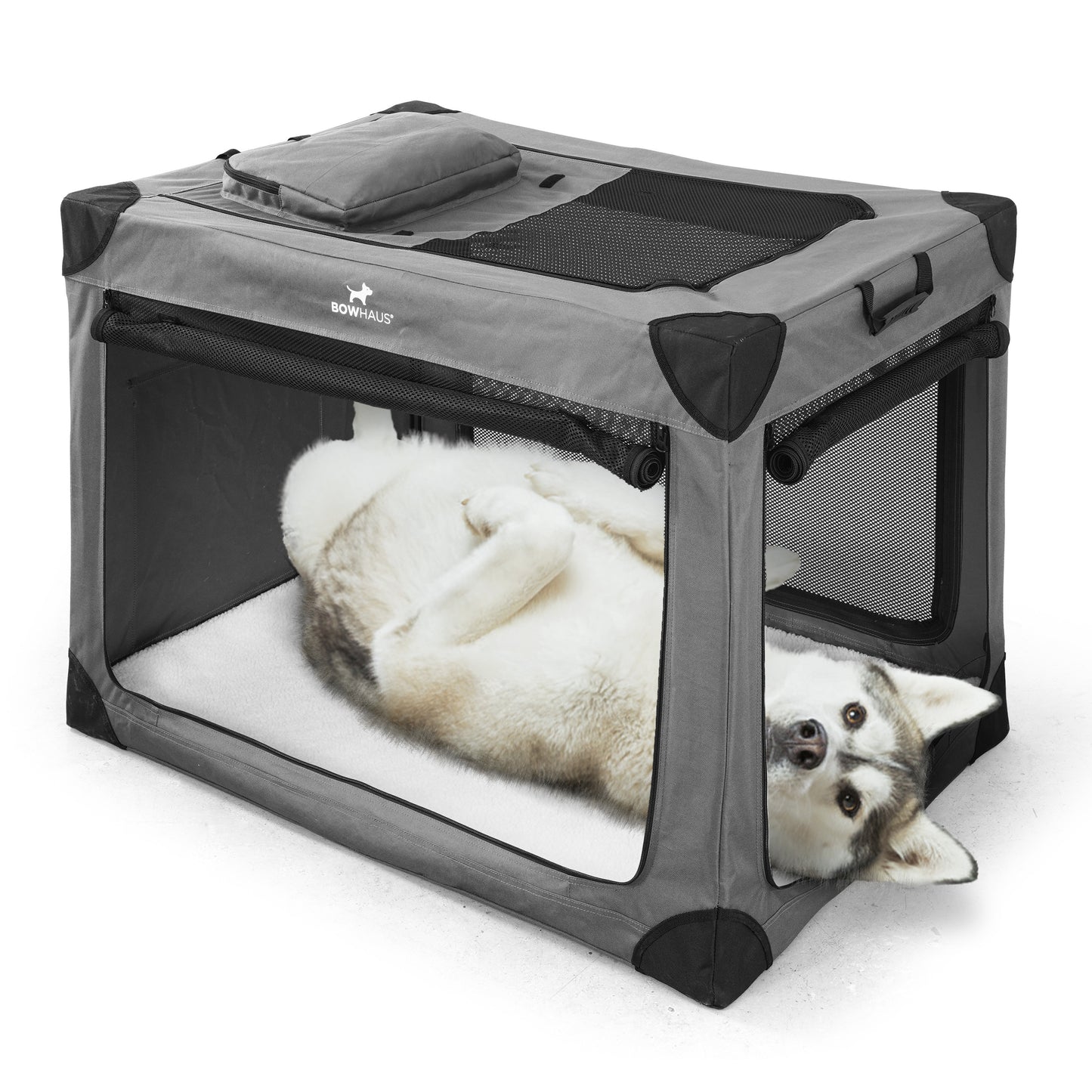 Soft Dog Crate Collapsible 4 Mesh Door – Portable Travel Dog Kennel, 360° Ventilation, 2 Ways to Fold, Indoor Outdoor Car Use