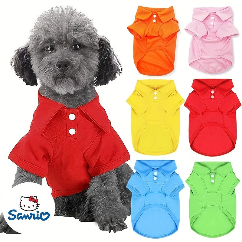 Dog Polo Shirt 6-Pack Collared T-Shirt Breathable Pullover – 100% Polyester All-Season Pet Outfit for Small Medium Dogs & Cats