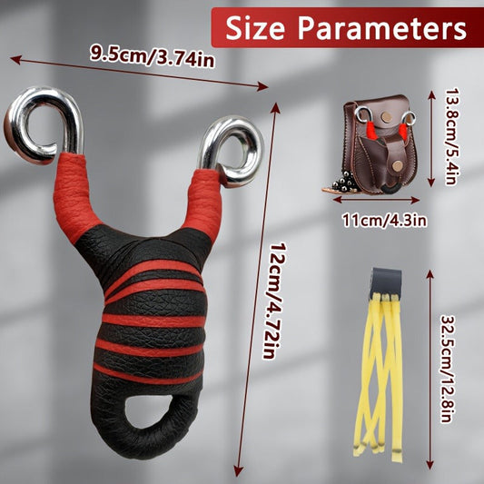 Alloy Slingshot Set for Adults – High-Velocity Pocket Slingshot with 2 Replacement Rubber Bands, 100 Mud Beads & Carry Bag