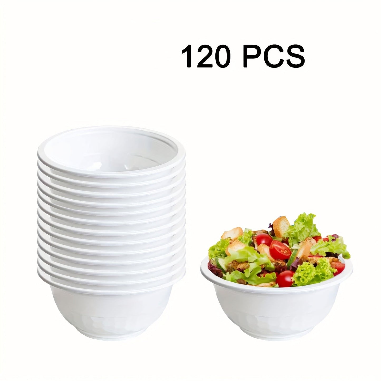 White 13-Ounce Disposable Plastic Serving Bowls with Side Handles and 120- or 240-Piece Checkout Options