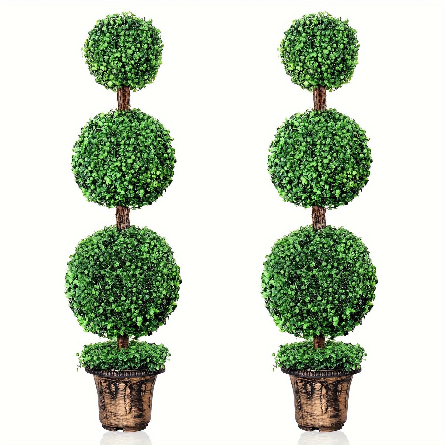 Artificial Boxwood Topiary Tree 2 Pack 3ft 4ft Faux Topiary Ball Tree Potted Plant for Front Door Porch Living Room Indoor Outdoor Decor