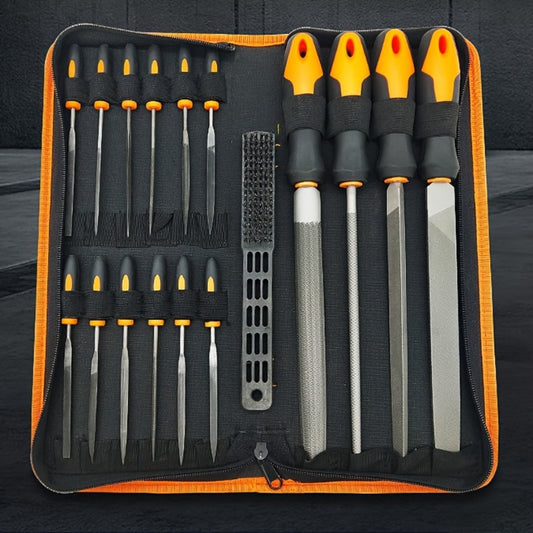 Rasp File Set Premium T12 Forged Alloy Steel – 14/16/17pcs Wood Rasp Set with Flat, Triangular, Semi-Circular & Round Rasps